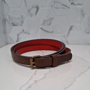 Brown Leather Belt with Red Interior